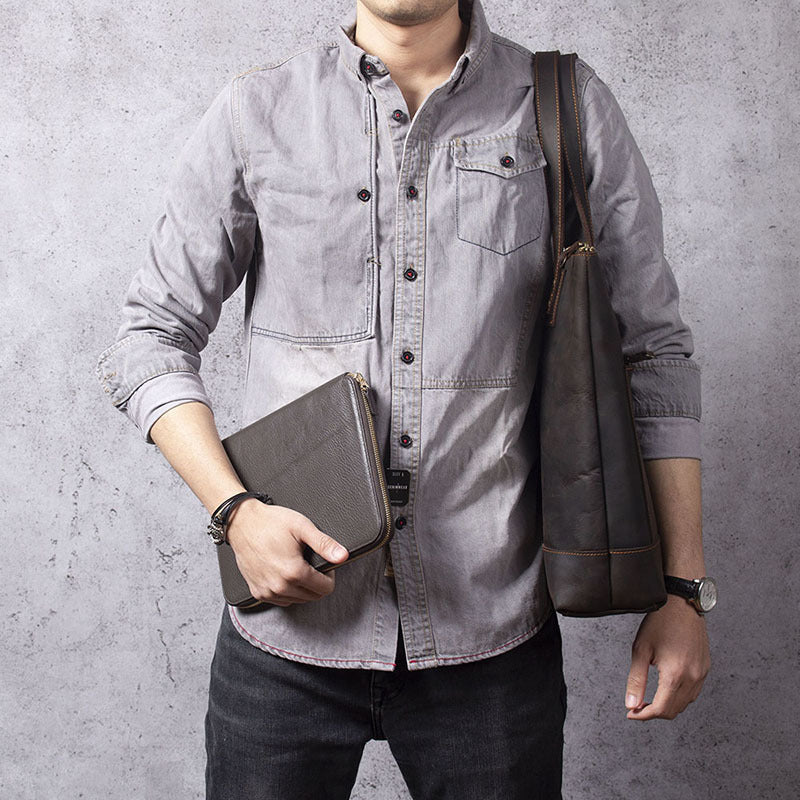 New Simple Retro First Layer Cowhide Handbag Men
