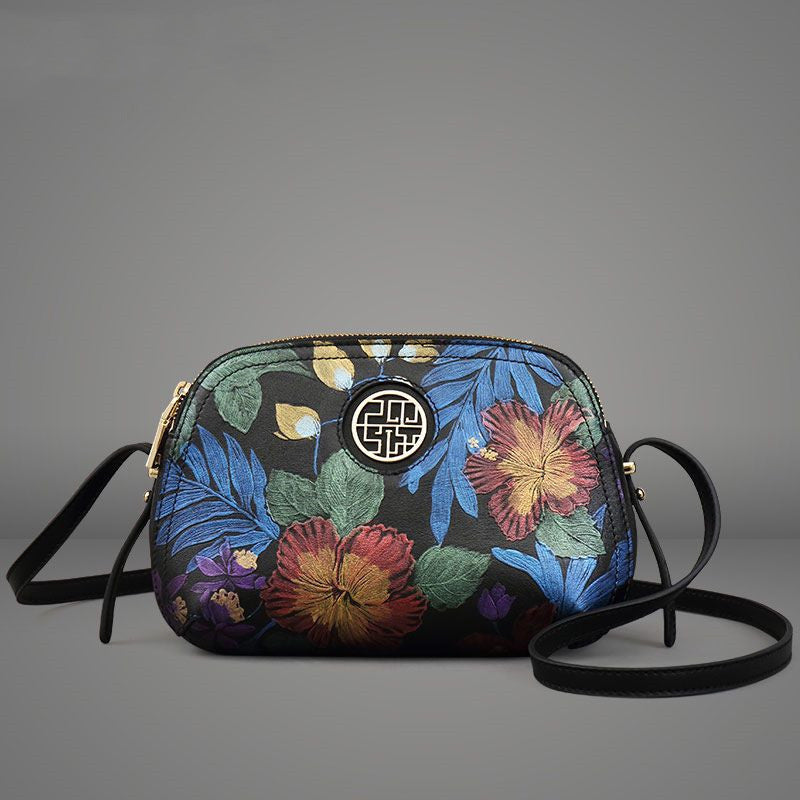 High-end Two Layer Cowhide Chinese Style Shoulder Bag