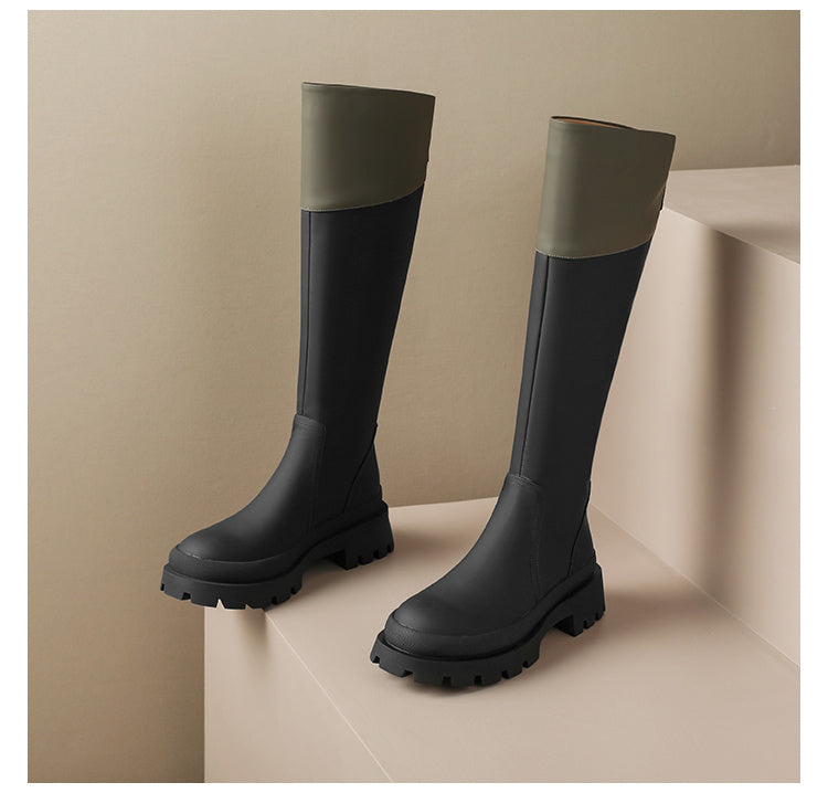 Women’s British Thick Heel High Tube Boots