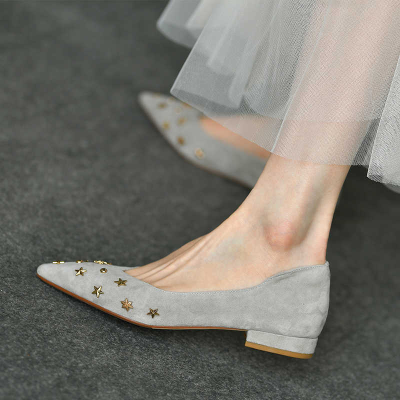 Frosted Cashmere Slip-On Pumps - Low Heel Gray