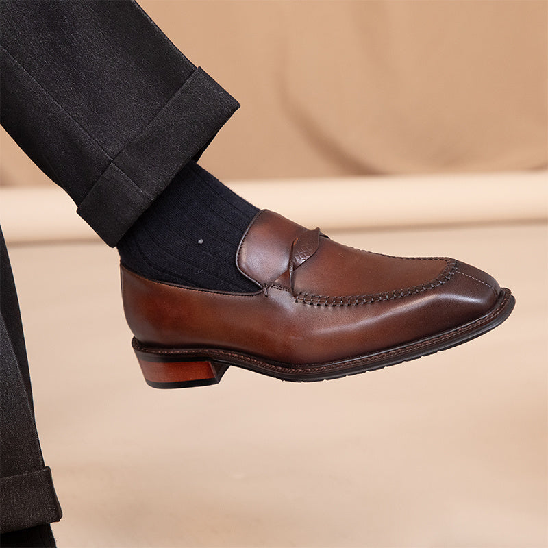 Men’s Spring & Autumn Leather Shoes, Square Toe