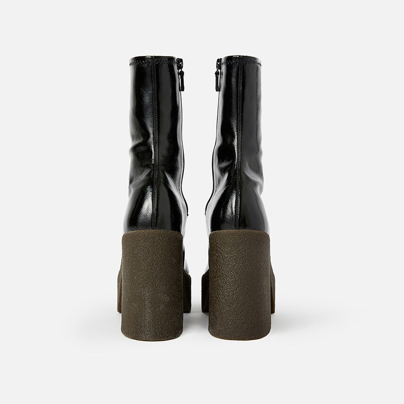 Women’s Square Toe Platform High Heel Boots
