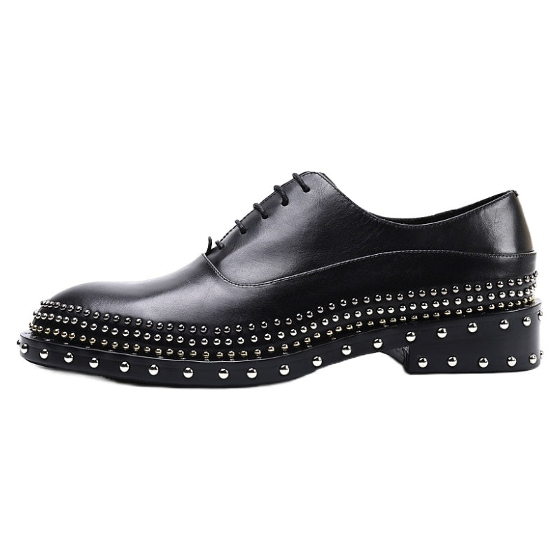 British Men's Business Formal Leather Shoes, Rivet Detail