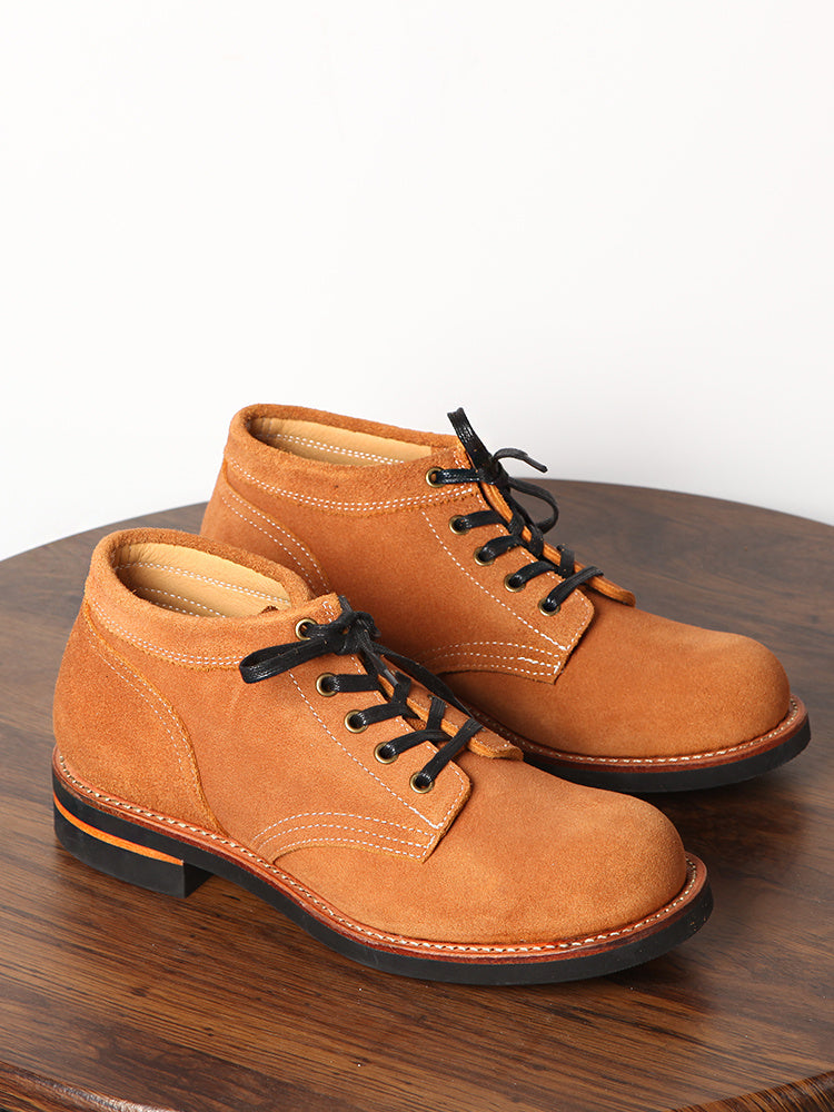 Men's Yellow Suede Cowhide Round Toe Work Shoes