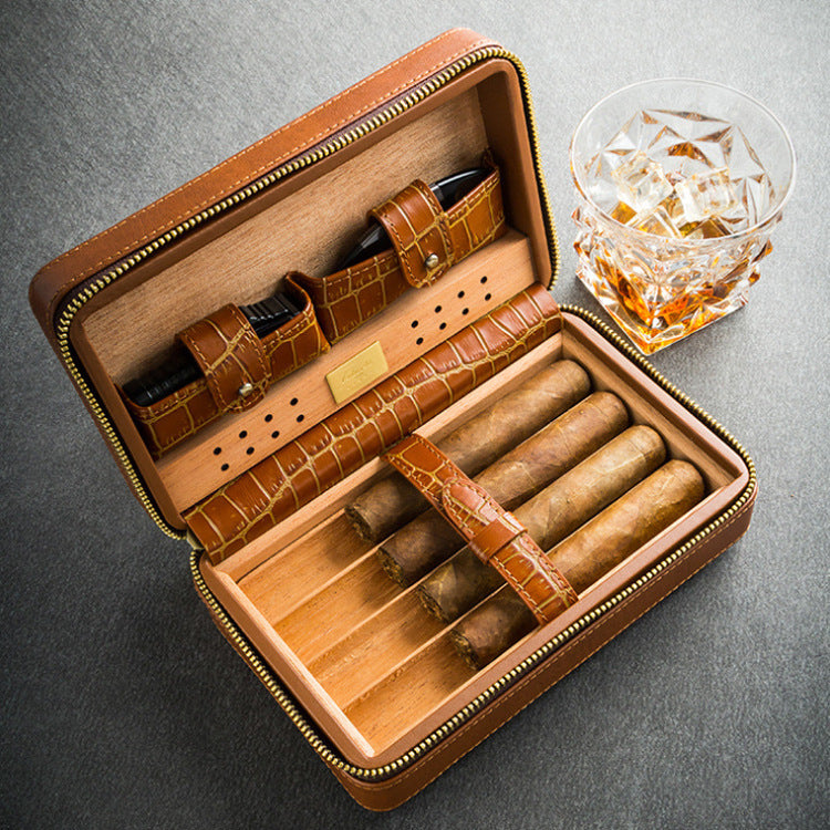 Set Of Four Cedar Travel Portable Cigar Lighters