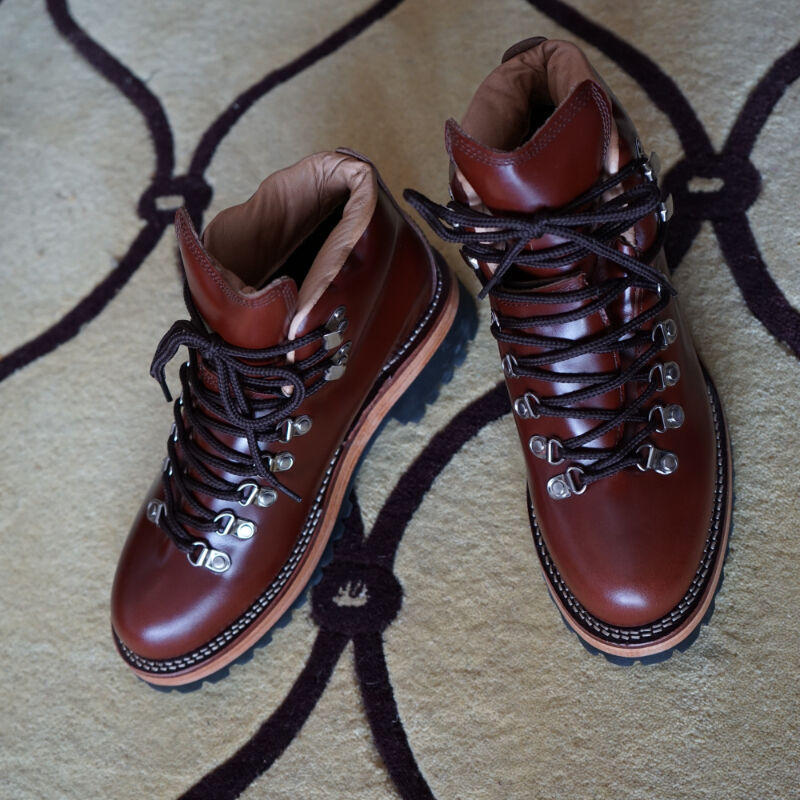 Men's Brown Daily Leisure Cowhide Hiking Boots