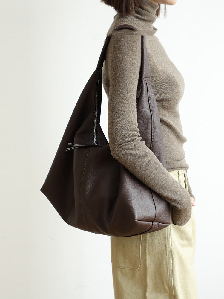 Special-interest Design Soft Cowhide Lazy Large Capacity Shoulder Casual Big Bag