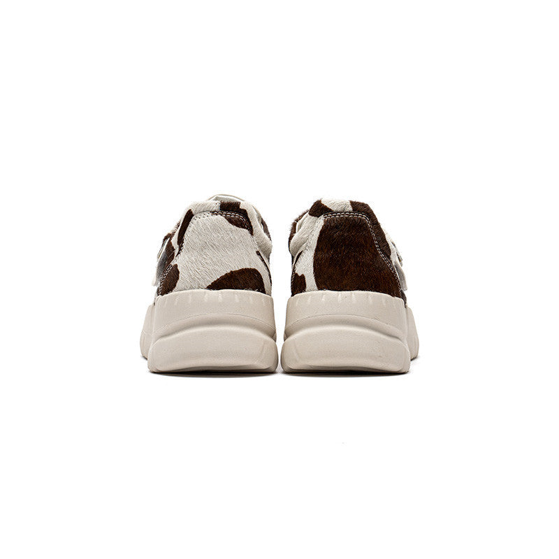 Cow Leather Thick-Soled Platform Sneakers, Multiple Sizes