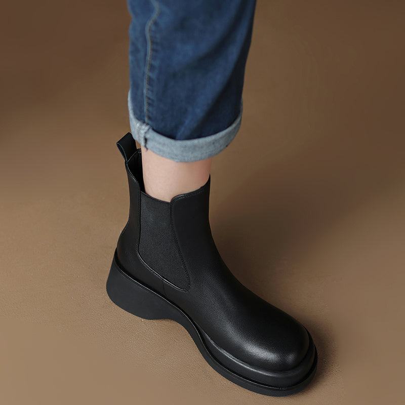 Women's Autumn Leather Platform Martin Boots
