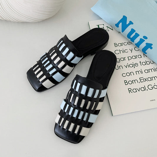 Summer Outer Head Hollow Flat Bottom Casual Sandals