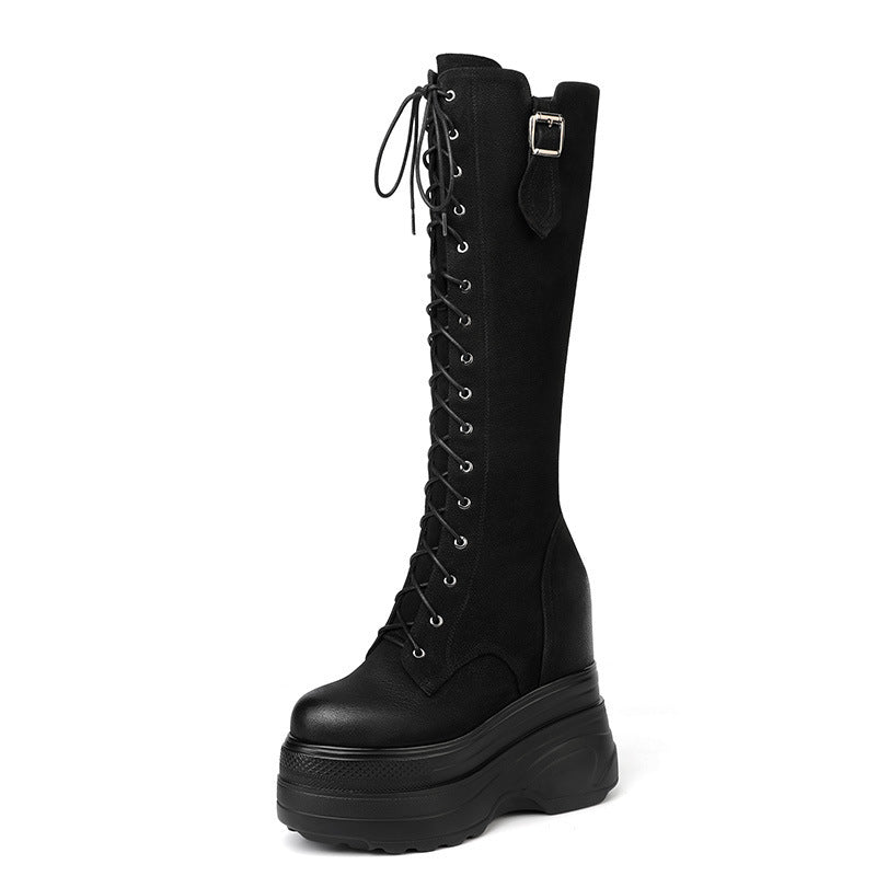 Women's Thick Bottom Waterproof Martin Boots Black