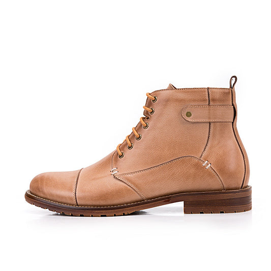 Men's Casual Lace-up High-top Cowhide Boots Winter