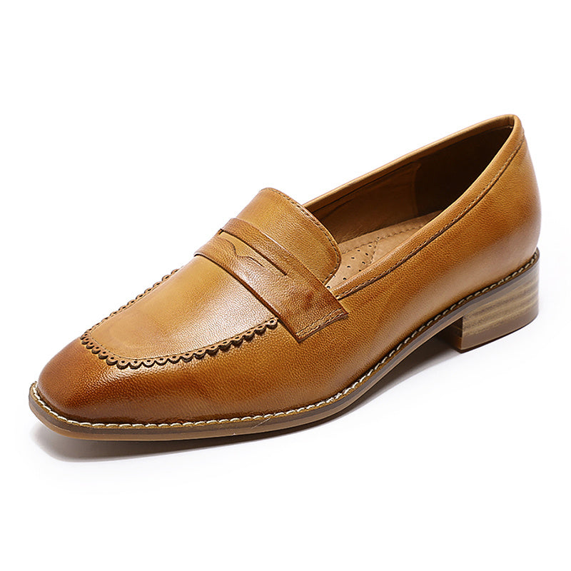 Retro English Style Small Leather Shoes, Flat Heel