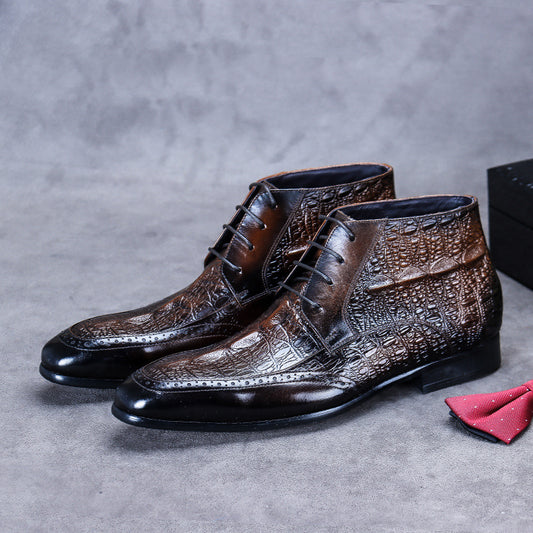 Men's Retro Cowhide Casual Martin Boots, Rubber Sole