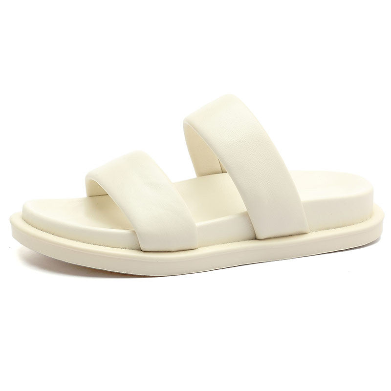 Genuine Leather Candy-colored Flat Slippers