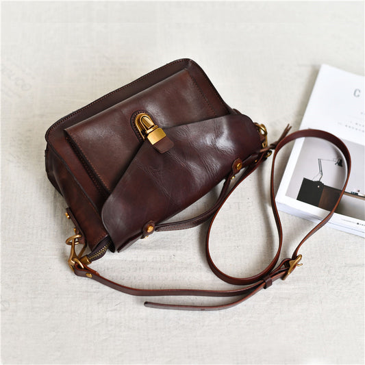 Vintage Handmade Top Layer Cowhide Messenger Bag