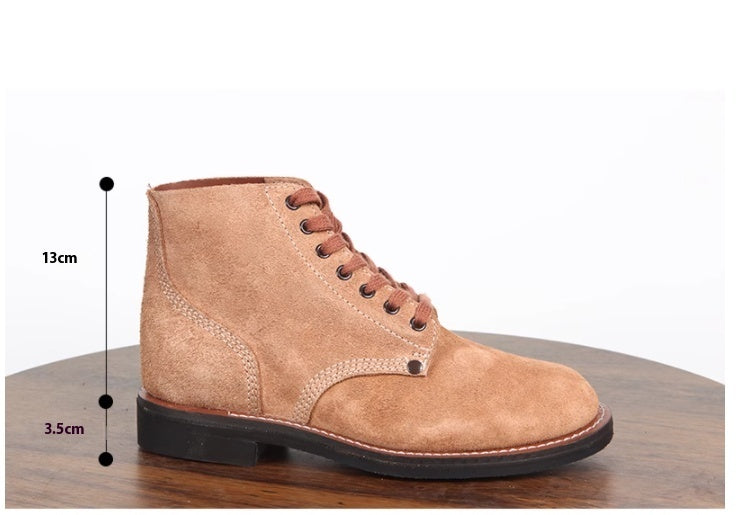 European & American Mid-top Retro Ankle Boots Khaki