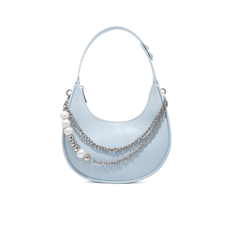 Summer Cowhide Leather Crescent Armpit Bag - Multiple Colors
