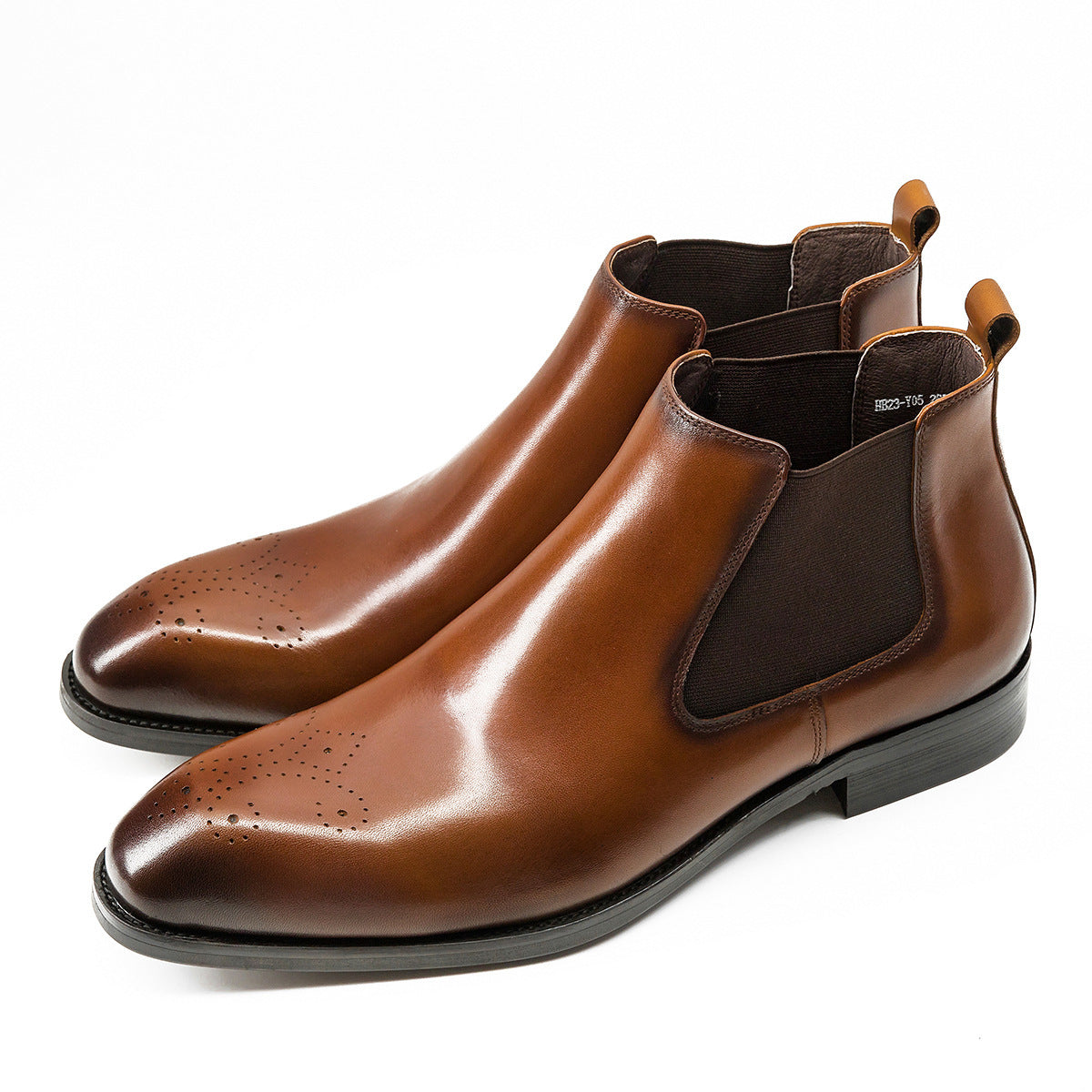 Men’s Medium Leather Martin Boots, Black & Brown