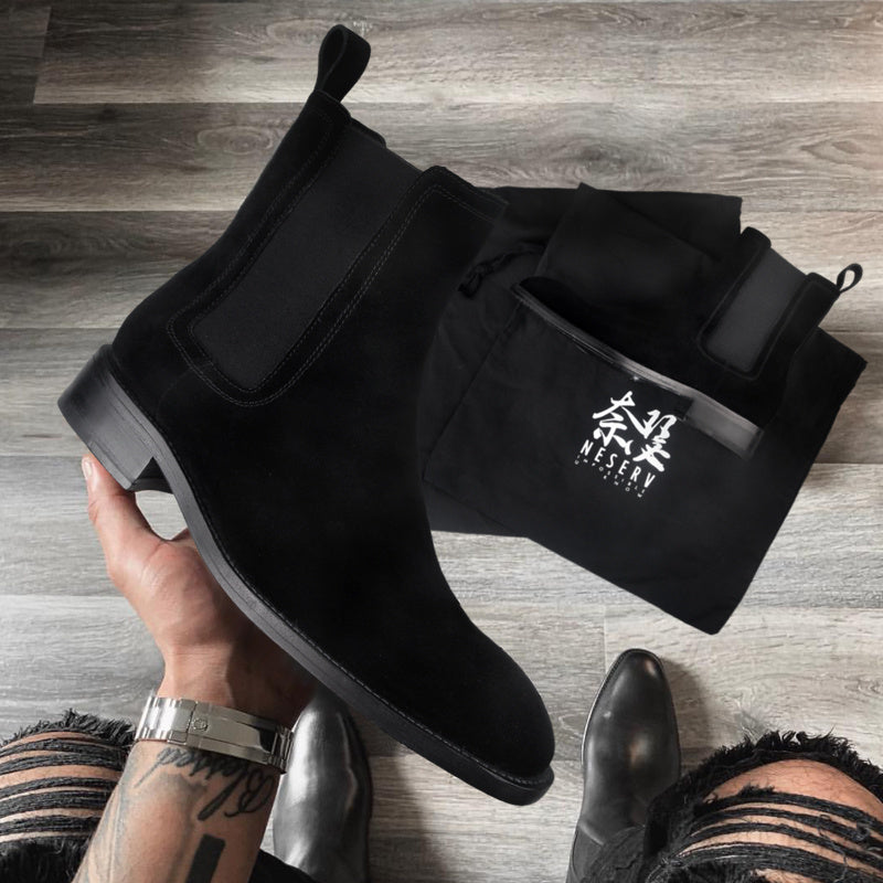 Men's Handmade Retro Leather Boots, Medium Tube Height