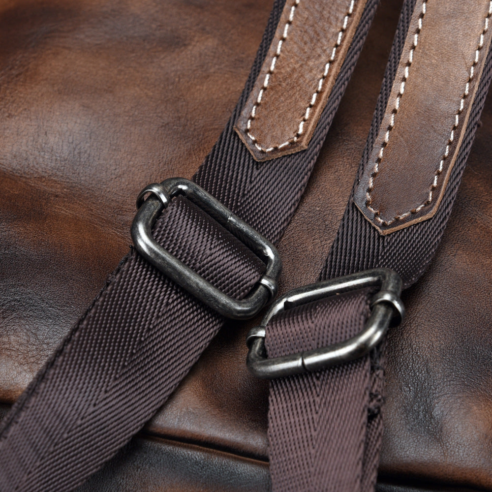 Women's Retro Cowhide Leather Backpack, Medium Size