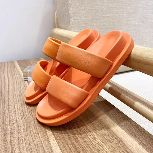 Genuine Leather Candy-colored Flat Slippers