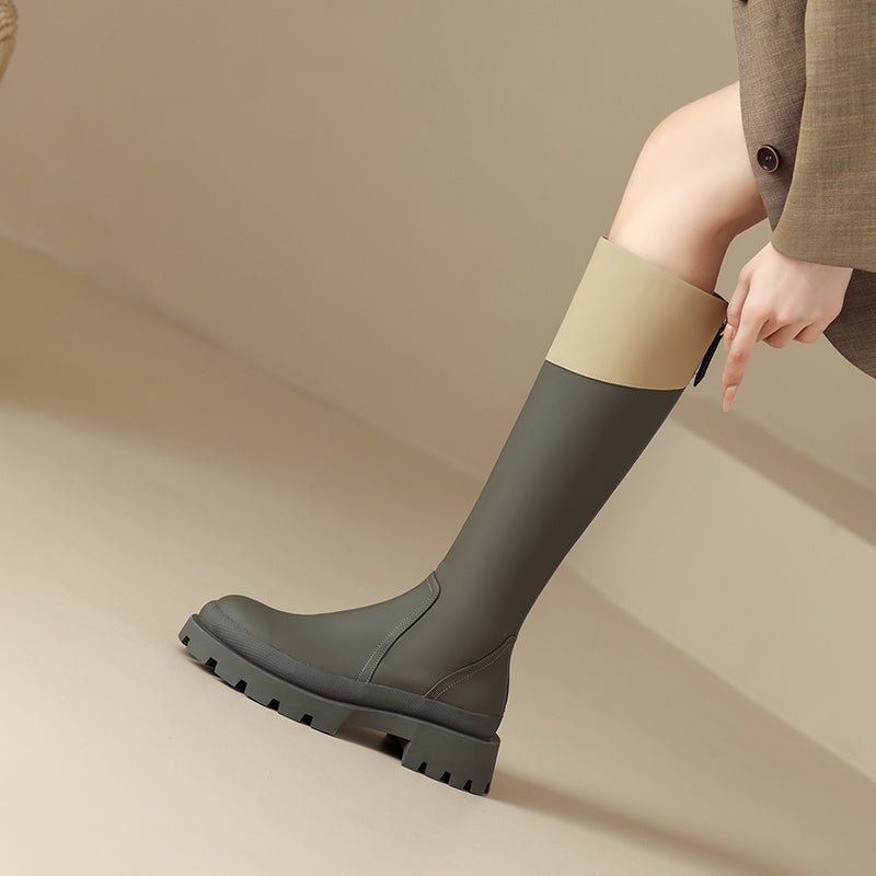 Women’s British Thick Heel High Tube Boots