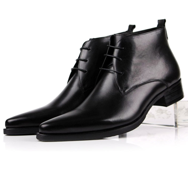 Men’s Lace-Up Business Short Boots, High Top, Multiple Colors