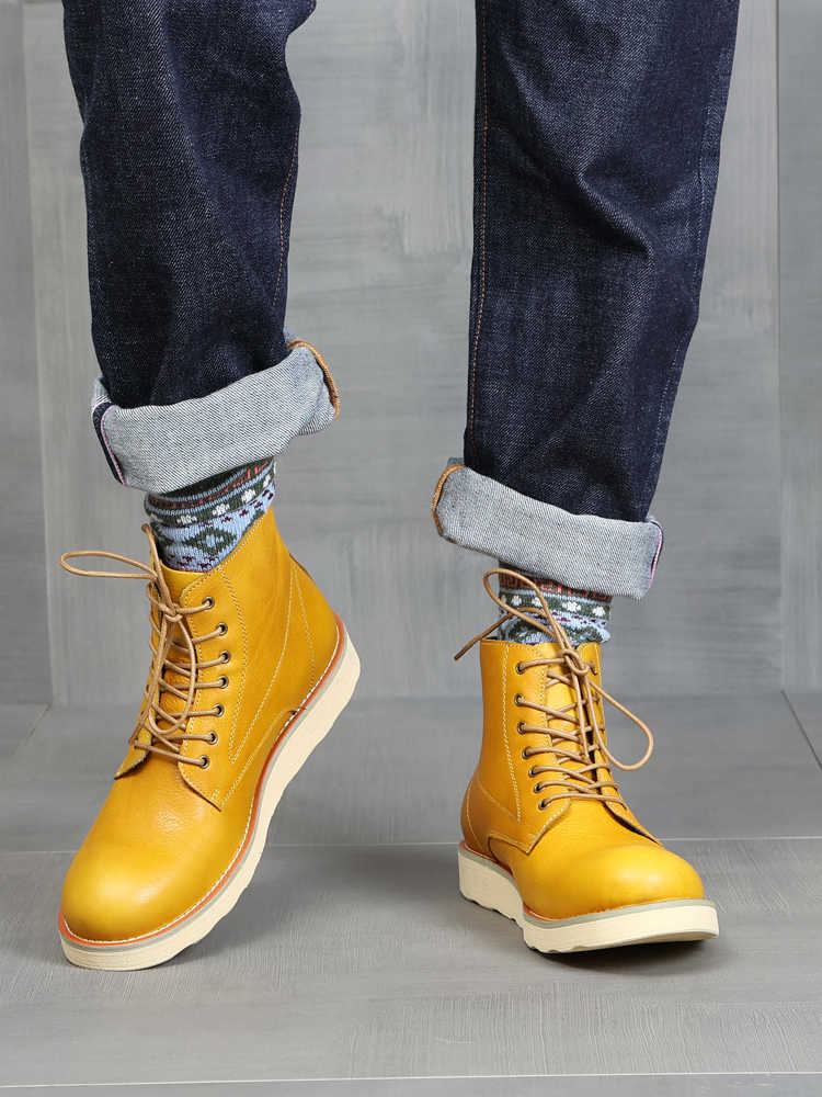 Retro Distressed Green Worker Boots | Breathable Leather