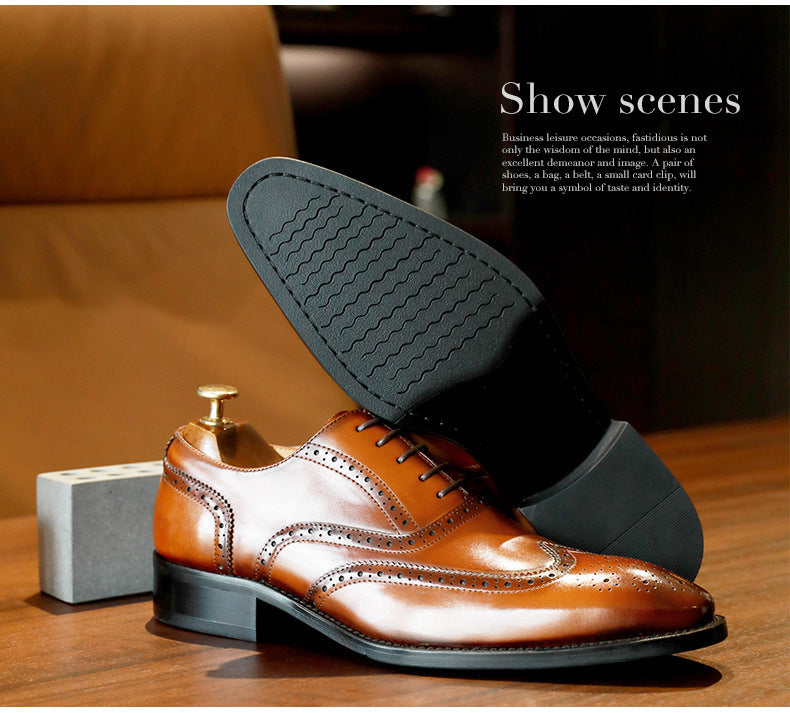 Men's Cowhide Leather Business Formal British Korean