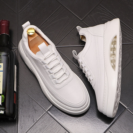 Men’s Casual White Sneakers with Thick Sole Trendy