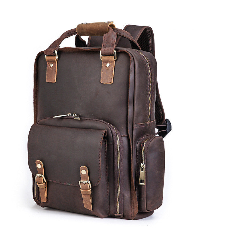 Crazy Horse Leather Camera Shoulder Bag, Retro Style