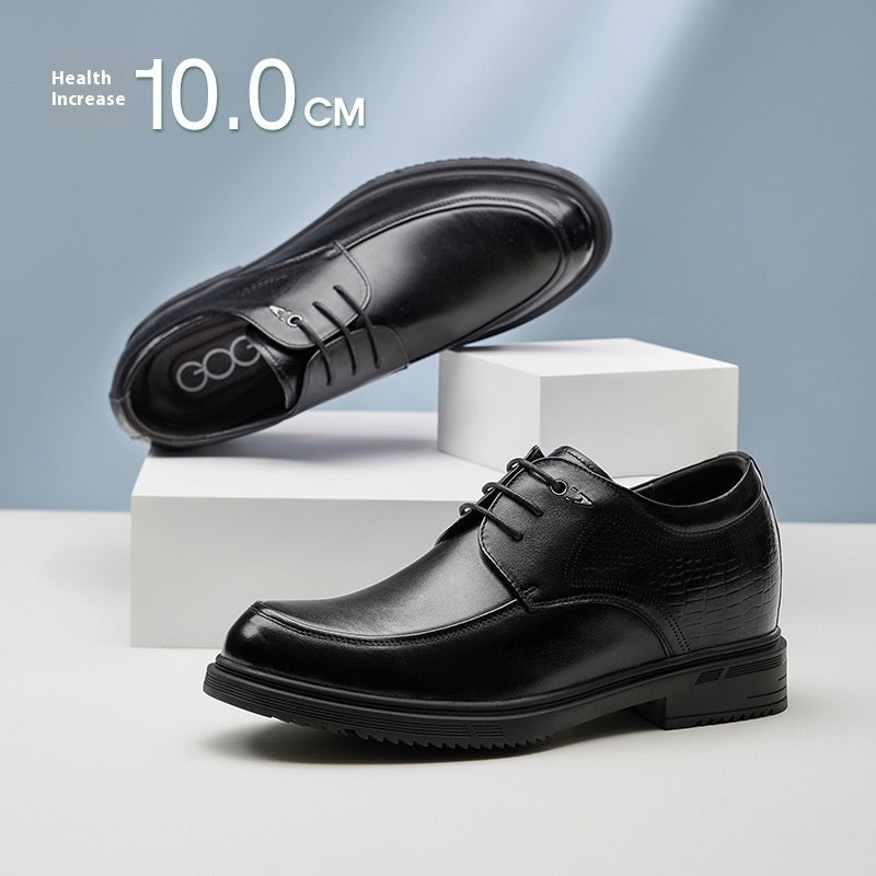 Men’s Height Increasing Cowhide Leather Derby Shoes