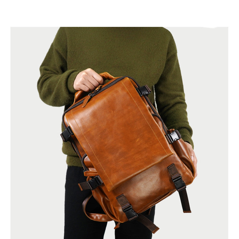 Men’s Handmade Leather Business Backpack, 43x31x15cm