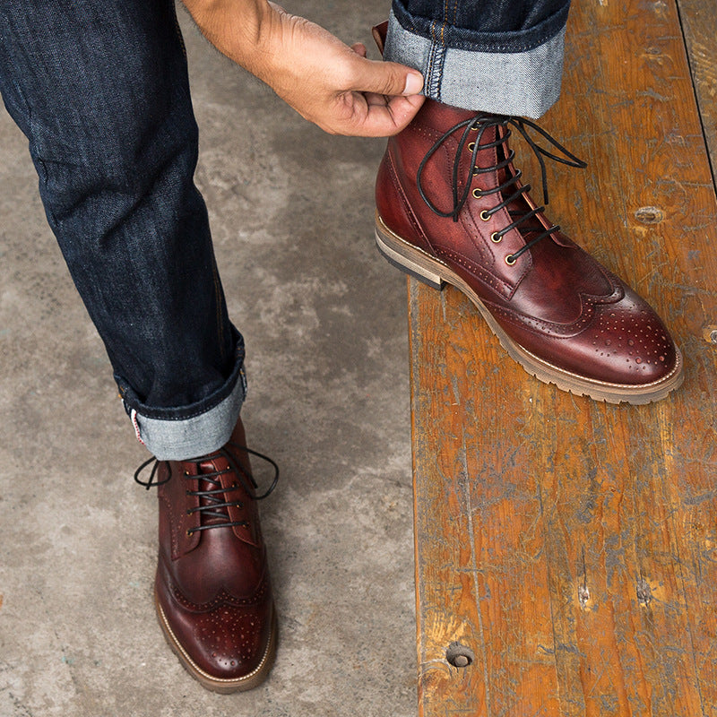 Men's British Brock Martin Boots Leather Rubber Sole