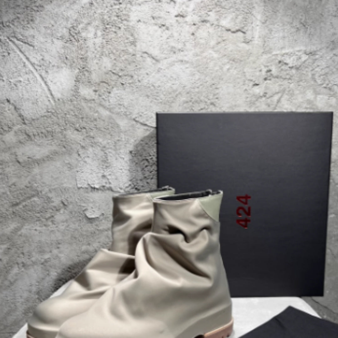 Men's Zip Platform High-top Pleated Leather Knight Boots