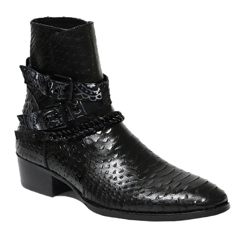 Men's Leather Chelsea Boots | Serpentine Pointed Toe
