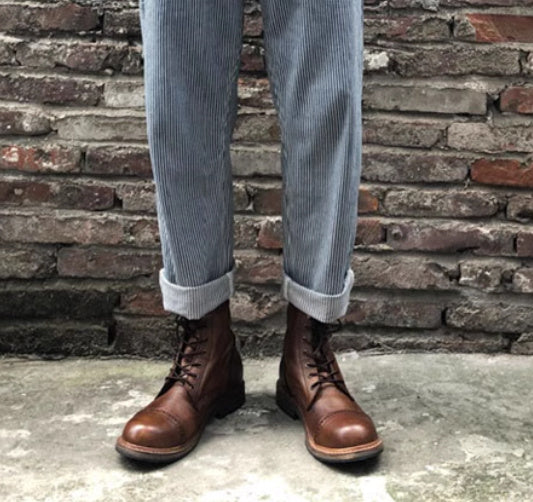American Retro Leather Desert Martin Boots | Low Heel