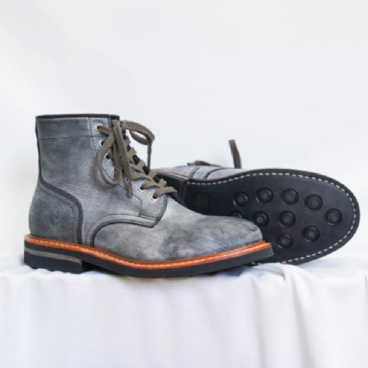 Vintage Short Fog Wax Cowhide Work Boots Rubber Sole