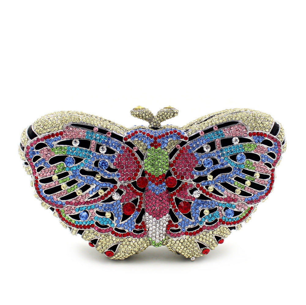 Women's Handmade Butterfly Rhinestone Chain Clutch Bag