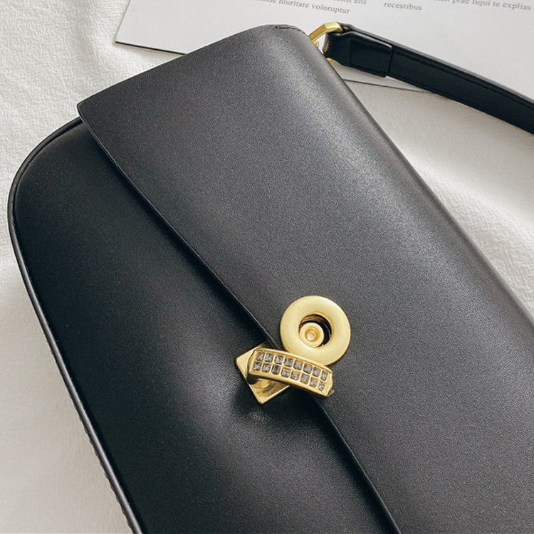 Women's Genuine Leather Diamond Lock Shoulder Bag