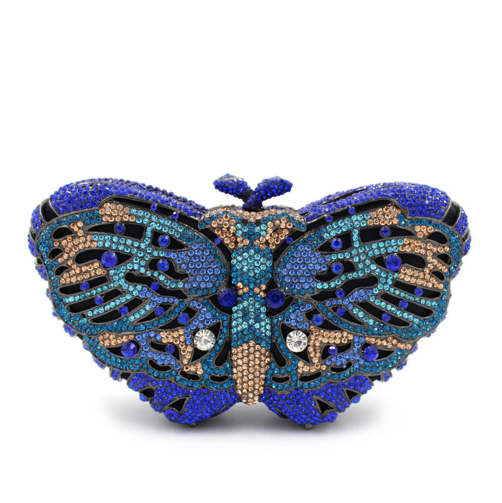 Women's Handmade Butterfly Rhinestone Chain Clutch Bag