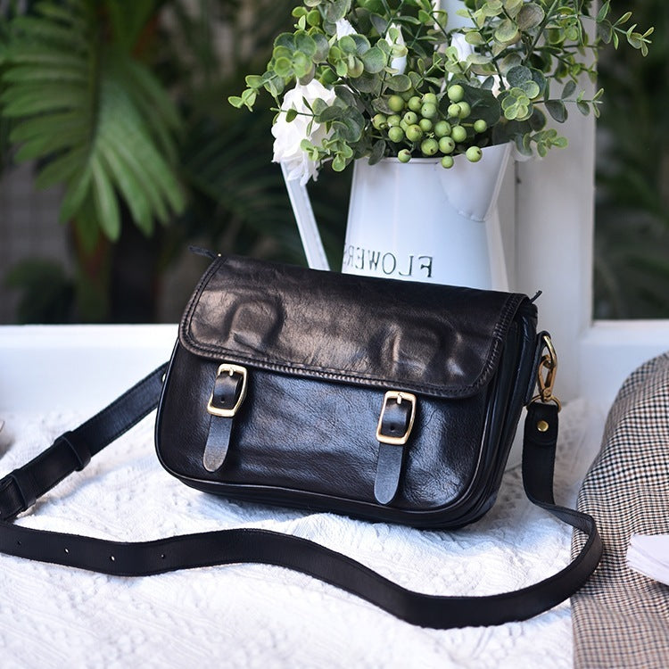 Soft Cowhide Saddle Bag with Wide Strap - Multiple Colors