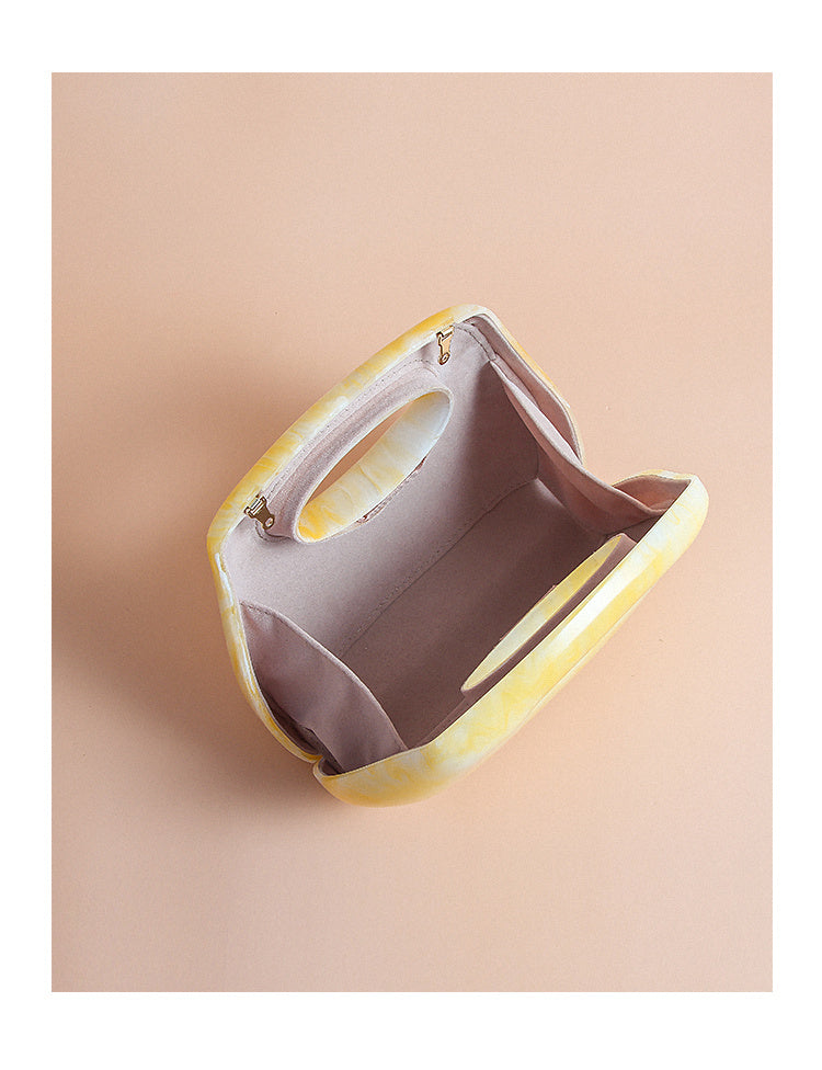 Retro Ripple Acrylic Handbag, Cloudy Yellow & White