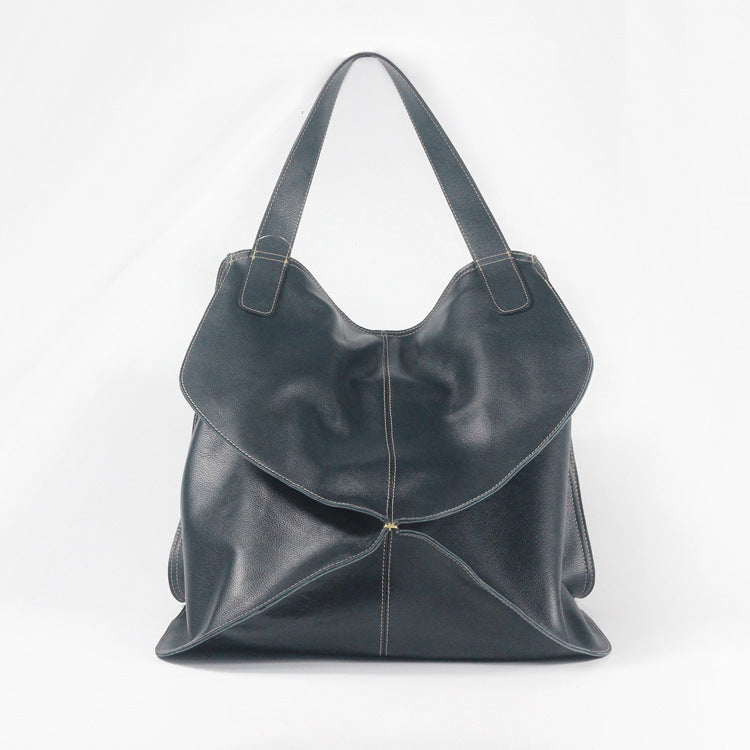 First Layer Cowhide Large Geometric Stitch Bag