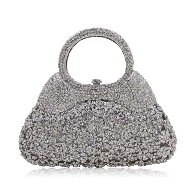 Women's Handmade Rhinestone Crystal Evening Clutch Bag