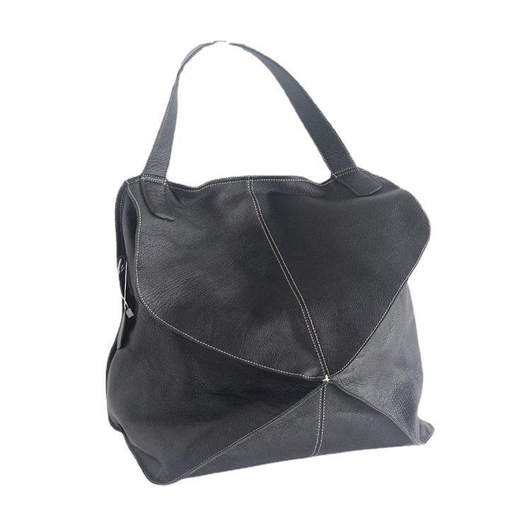 First Layer Cowhide Large Geometric Stitch Bag