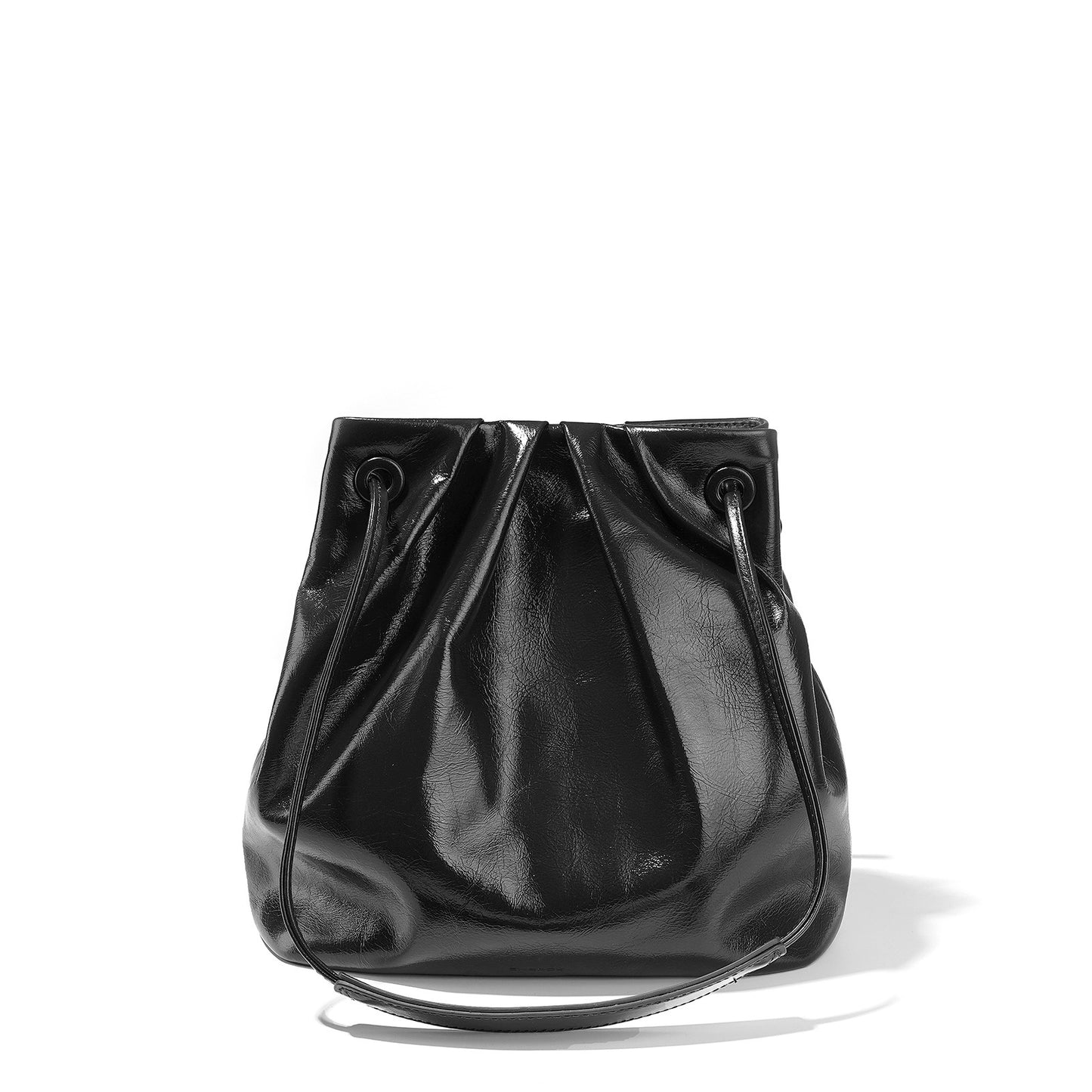 Women's Oil Wax Leather Drawstring Bucket Bag - Multi Color
