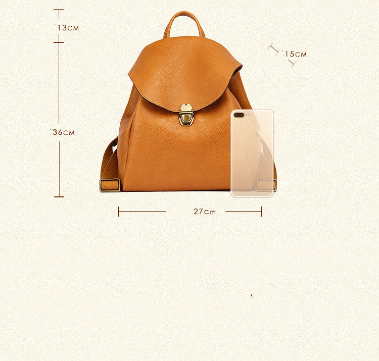 Women’s Vintage Leather Casual Backpack - Brown/Black