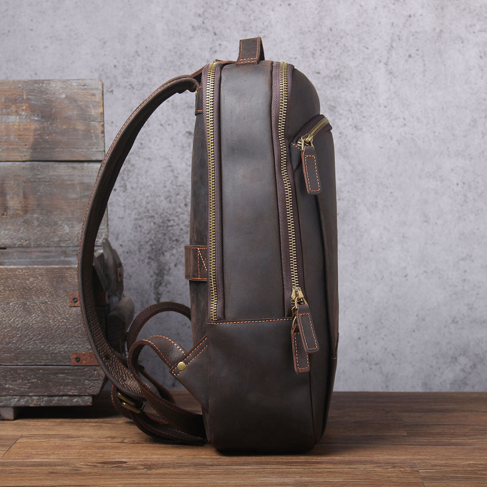 Men’s Vintage Leather Backpack, Waterproof, 20L